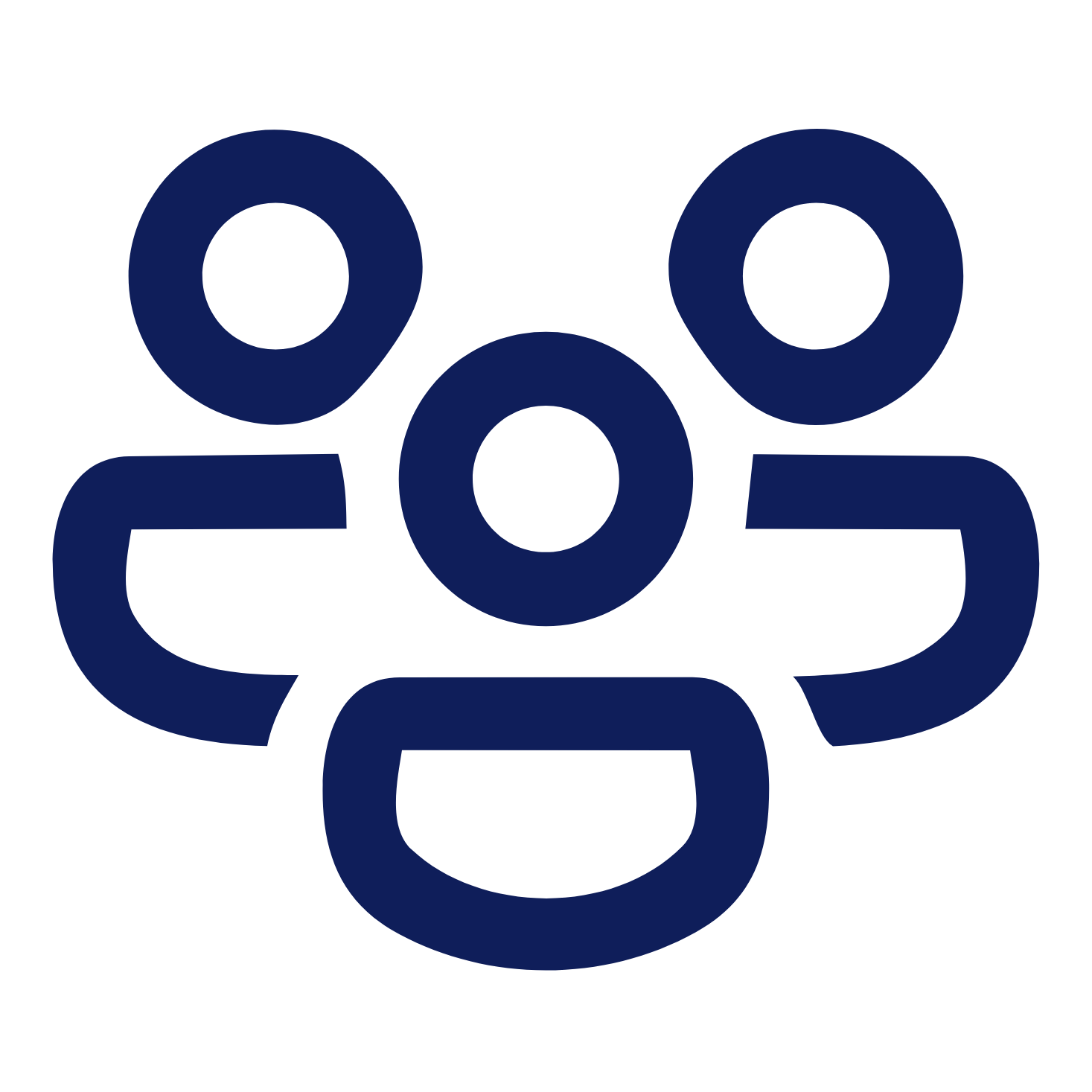 Icon von drei Menschen in blau