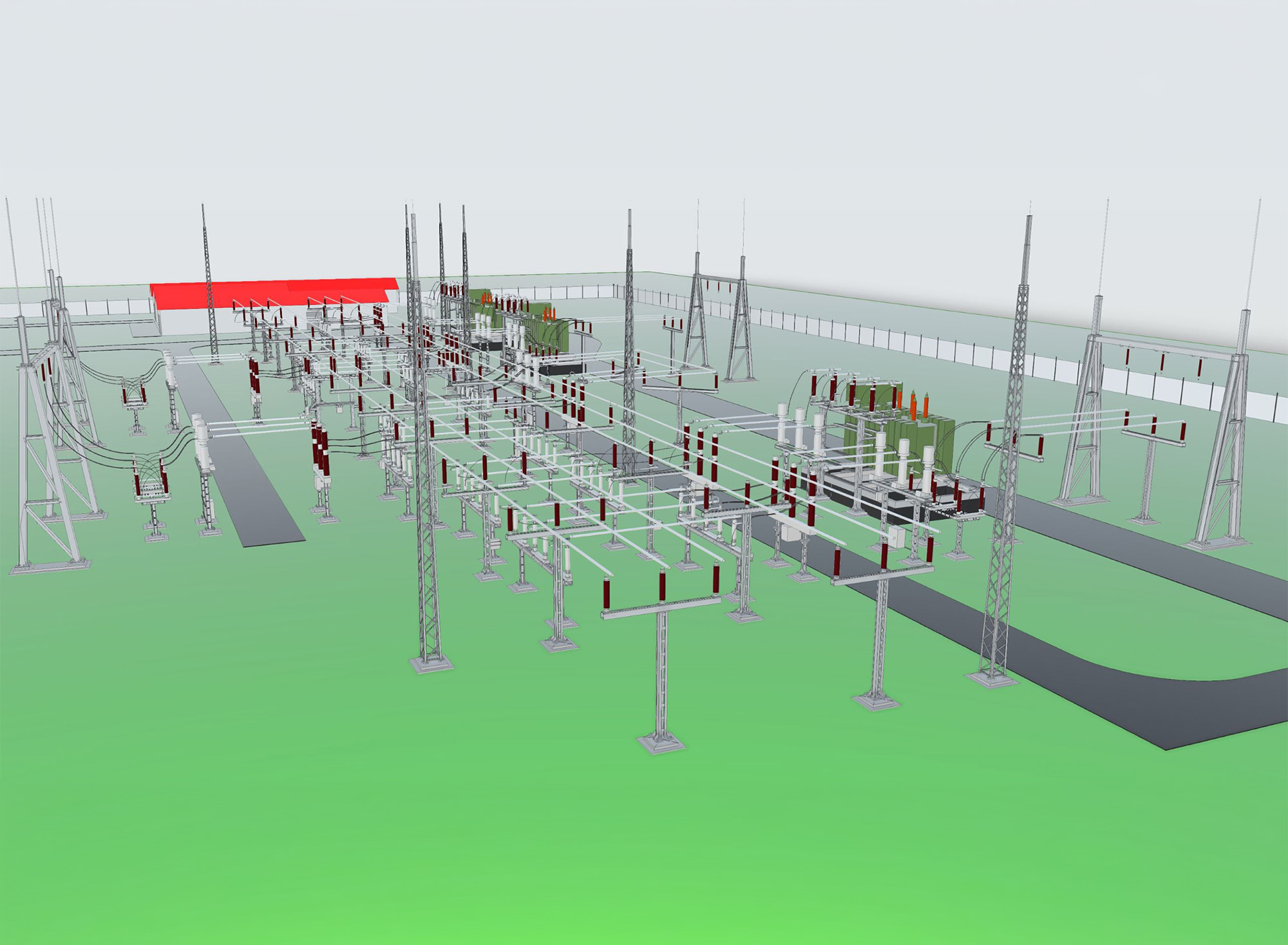 3D Darstellung eines Umspannwerkes